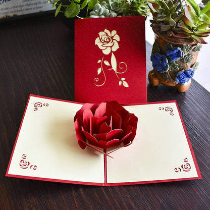 3D Rose Flower Gift Card - Valentines