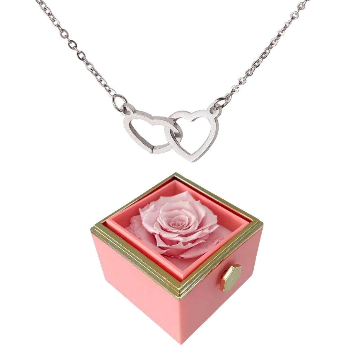 Eternal Rose Box With Engraved Hearts Necklace - Valentines