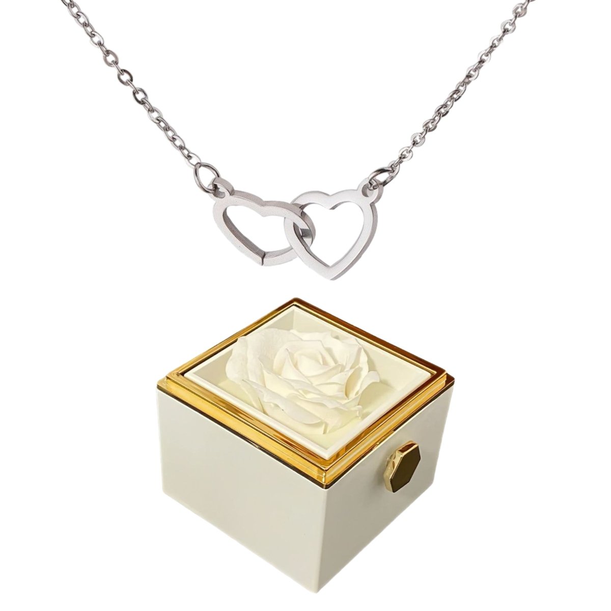 Eternal Rose Box With Engraved Hearts Necklace - Valentines