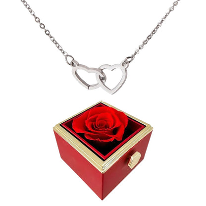 Eternal Rose Box With Engraved Hearts Necklace - Valentines