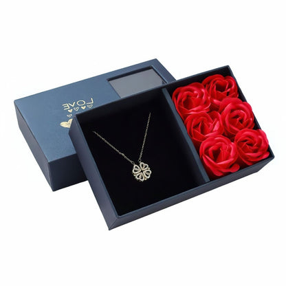 Magnet Hearts Necklace With Eternal Rose Box - Valentines